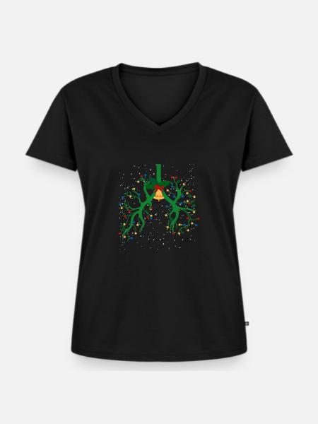 Beatmungstherapie Lunge Christmas String Light - Frauen Premium Bio T-Shirt mit V-Ausschnitt - Schwarz