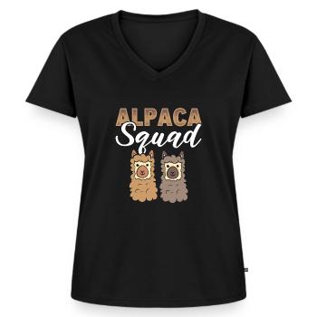Alpaca Squad Viehzüchter - Frauen Premium Bio T-Shirt mit V-Ausschnitt - Schwarz - Vorne - AI Model Female 172 light (172cm)