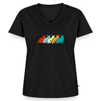 Big Floppa Karakal Cat Meme - T-shirt encolure en V Premium bio Femme - noir - Devant - AI Model Female 172 light (172cm)