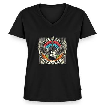 Rock and Roll Kleidung – Dynamische Mode für - Frauen Premium Bio T-Shirt mit V-Ausschnitt - Schwarz - Vorne - AI Model Female 172 light (172cm)