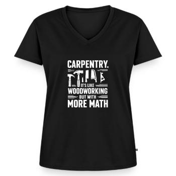 menuiserie menuiserie humour math lover - T-shirt encolure en V Premium bio Femme - noir - Devant - AI Model Female 172 light (172cm)