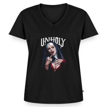 Provokant und Ausdrucksstark – Rebellische Mode - Frauen Premium Bio T-Shirt mit V-Ausschnitt - Schwarz - Vorne - AI Model Female 172 light (172cm)