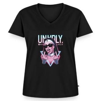 Provokant und Ausdrucksstark – Rebellische Mode - Frauen Premium Bio T-Shirt mit V-Ausschnitt - Schwarz - Vorne - AI Model Female 172 light (172cm)