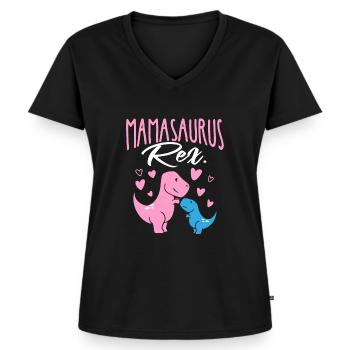Mamasaurus Rex T-Rex Dino Mother's Day Best Family - Women's Premium Organic V-neck T-shirt - black - Front - AI Model Female 172 light (172cm)