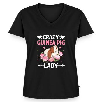 Crazy guinea pig lady - Women's Premium Organic V-neck T-shirt - black - Front - AI Model Female 172 light (172cm)