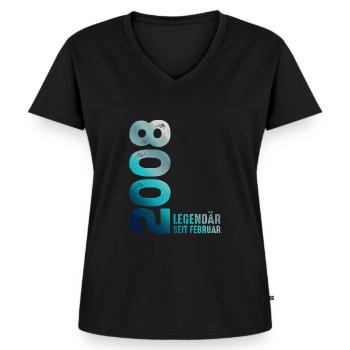 Edition Limitée Février 2008 Légendaire Depuis - T-shirt encolure en V Premium bio Femme - noir - Devant - AI Model Female 172 light (172cm)
