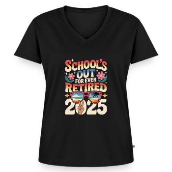 Schools Out For Ever Retired 2025 - Women's Premium Organic V-neck T-shirt - black - Front - AI Model Female 172 light (172cm)