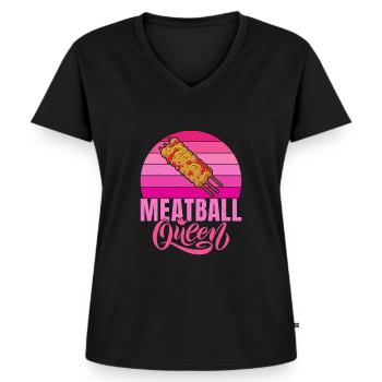 Cadeaux pour les amateurs de boulettes de viande - T-shirt encolure en V Premium bio Femme - noir - Devant - AI Model Female 172 light (172cm)