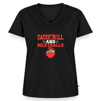 Cadeaux pour les amateurs de boulettes de viande - T-shirt encolure en V Premium bio Femme - noir - Devant - AI Model Female 172 light (172cm)
