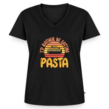 Cadeaux pour les amateurs de pâtes - T-shirt encolure en V Premium bio Femme - noir - Devant - AI Model Female 172 light (172cm)