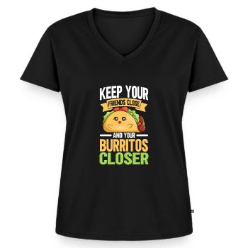 Burrito Gift - Women's Premium Organic V-neck T-shirt - black - Front - AI Model Female 172 light (172cm)