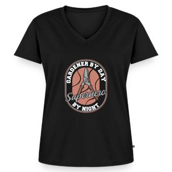 Gärtner - Frauen Premium Bio T-Shirt mit V-Ausschnitt - Schwarz - Vorne - AI Model Female 172 light (172cm)