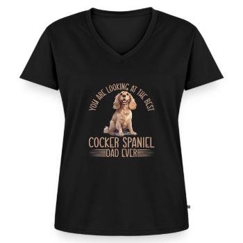 Cocker Spaniel Gifts - Frauen Premium Bio T-Shirt mit V-Ausschnitt - Schwarz - Vorne - AI Model Female 172 light (172cm)