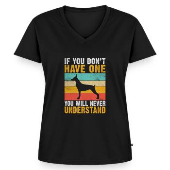 Doberman Gifts - Frauen Premium Bio T-Shirt mit V-Ausschnitt - Schwarz - Vorne - AI Model Female 172 light (172cm)