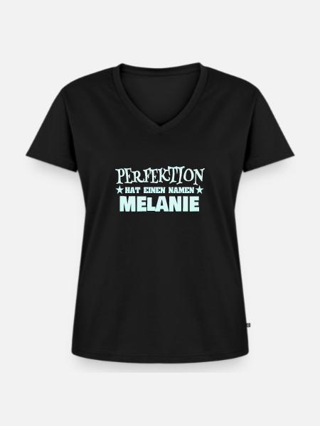 Melanie - Frauen Premium Bio T-Shirt mit V-Ausschnitt - Schwarz