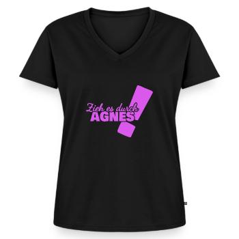 Geschenk für Agnes - Frauen Premium Bio T-Shirt mit V-Ausschnitt - Schwarz - Vorne - AI Model Female 172 light (172cm)