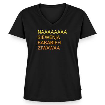 Naaaasiewenja-bababieh-ziwawaa - T-shirt encolure en V Premium bio Femme - noir - Devant - AI Model Female 172 light (172cm)