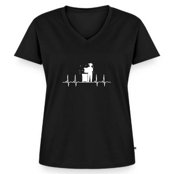 Apiculteur Apiculteur Apiculteur - T-shirt encolure en V Premium bio Femme - noir - Devant - AI Model Female 172 light (172cm)