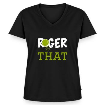 Roger That - Frauen Premium Bio T-Shirt mit V-Ausschnitt - Schwarz - Vorne - AI Model Female 172 light (172cm)