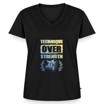 Wrestling ringen - Frauen Premium Bio T-Shirt mit V-Ausschnitt - Schwarz - Vorne - AI Model Female 172 light (172cm)