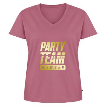 Équipe de fête - T-shirt encolure en V Premium bio Femme - mauve - Devant - AI Model Female 172 dark (172cm)