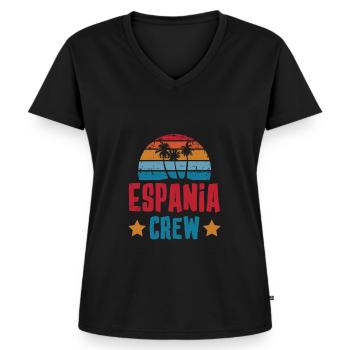 Espania Équipage - T-shirt encolure en V Premium bio Femme - noir - Devant - AI Model Female 172 light (172cm)