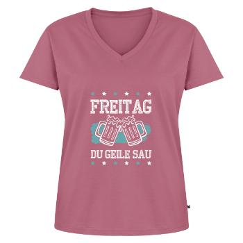 bier trinken Freitag - Frauen Premium Bio T-Shirt mit V-Ausschnitt - Mauve - Vorne - AI Model Female 172 dark (172cm)
