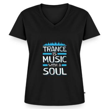 trance soul - Frauen Premium Bio T-Shirt mit V-Ausschnitt - Schwarz - Vorne - AI Model Female 172 light (172cm)