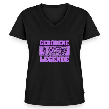 1957 - Frauen Premium Bio T-Shirt mit V-Ausschnitt - Schwarz - Vorne - AI Model Female 172 light (172cm)