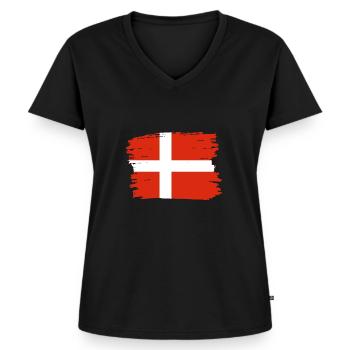 Dänemark Flagge Skandinavien Dänische Flagge Reise - Frauen Premium Bio T-Shirt mit V-Ausschnitt - Schwarz - Vorne - AI Model Female 172 light (172cm)