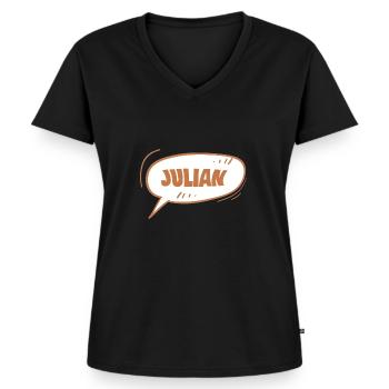 Julian Julian - Women's Premium Organic V-neck T-shirt - black - Front - AI Model Female 172 light (172cm)