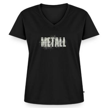 Metall - Frauen Premium Bio T-Shirt mit V-Ausschnitt - Schwarz - Vorne - AI Model Female 172 light (172cm)