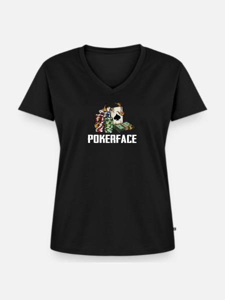 Pokerface Pokern Poker - Frauen Premium Bio T-Shirt mit V-Ausschnitt - Schwarz