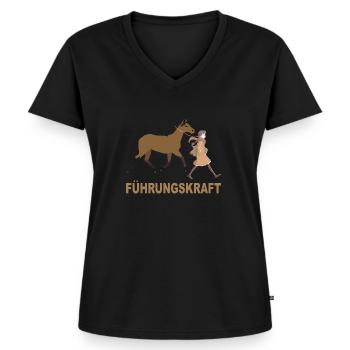 Führungskraft Pferde Mädchen - Frauen Premium Bio T-Shirt mit V-Ausschnitt - Schwarz - Vorne - AI Model Female 172 light (172cm)