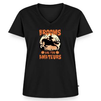 besen sind für amateure - Frauen Premium Bio T-Shirt mit V-Ausschnitt - Schwarz - Vorne - AI Model Female 172 light (172cm)