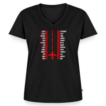 pilot alphabet - Women's Premium Organic V-neck T-shirt - black - Front - AI Model Female 172 light (172cm)