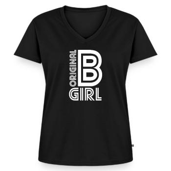 B-girl breakdance fille - T-shirt encolure en V Premium bio Femme - noir - Devant - AI Model Female 172 light (172cm)