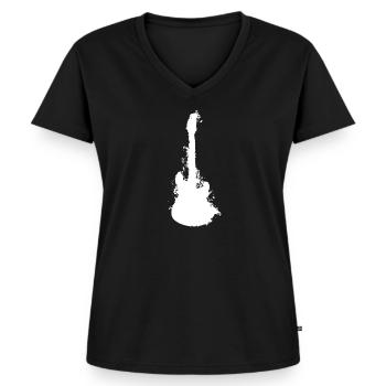 Gitarre Gitarren - Frauen Premium Bio T-Shirt mit V-Ausschnitt - Schwarz - Vorne - AI Model Female 172 light (172cm)