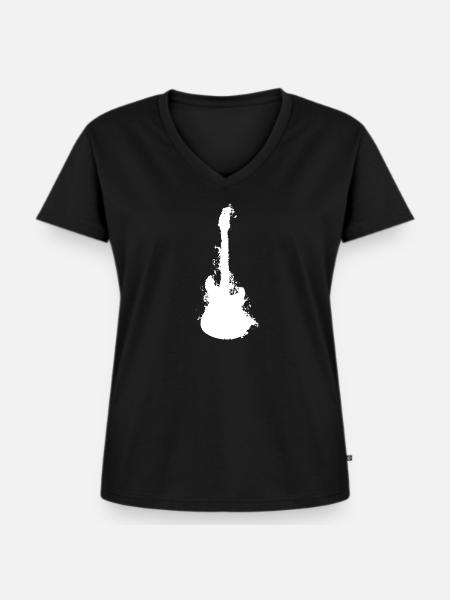 Gitarre Gitarren - Frauen Premium Bio T-Shirt mit V-Ausschnitt - Schwarz