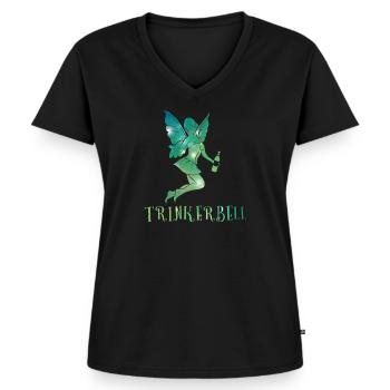 Trinkerbell Lustiges Shirt Damen Partygeschenk - Frauen Premium Bio T-Shirt mit V-Ausschnitt - Schwarz - Vorne - AI Model Female 172 light (172cm)