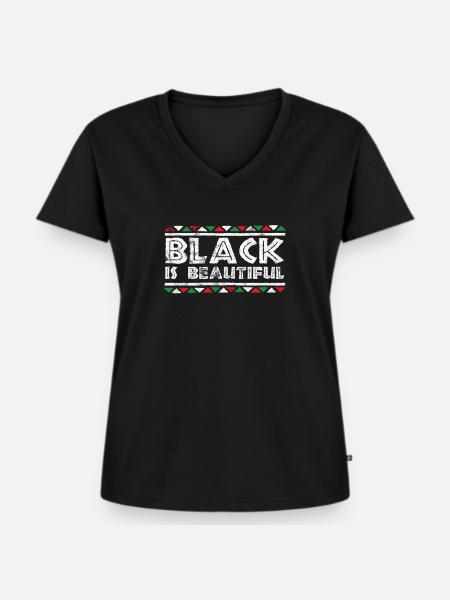 Black is Beautiful BLM - Frauen Premium Bio T-Shirt mit V-Ausschnitt - Schwarz