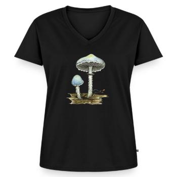 Grünspan-Träuschling - Frauen Premium Bio T-Shirt mit V-Ausschnitt - Schwarz - Vorne - AI Model Female 172 light (172cm)