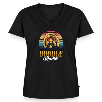 Doodle Mama Gift Goldendoodle Mom Goldendoodle - Camiseta ecológica prémium para mujer con cuello de pico - negro - delante - AI Model Female 172 light (172cm)
