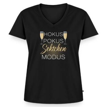 Sekt Spruch Sektliebhaber Prosecco - Frauen Premium Bio T-Shirt mit V-Ausschnitt - Schwarz - Vorne - AI Model Female 172 light (172cm)
