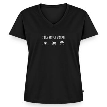 Katze Katzen Katzenbesitzer - Frauen Premium Bio T-Shirt mit V-Ausschnitt - Schwarz - Vorne - AI Model Female 172 light (172cm)