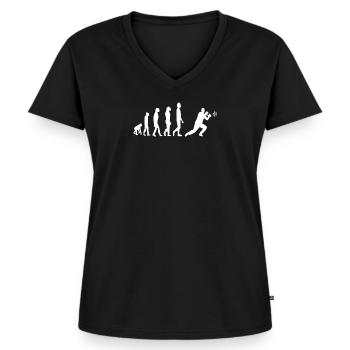 Gardien gardien de but Football Evolution - T-shirt encolure en V Premium bio Femme - noir - Devant - AI Model Female 172 light (172cm)