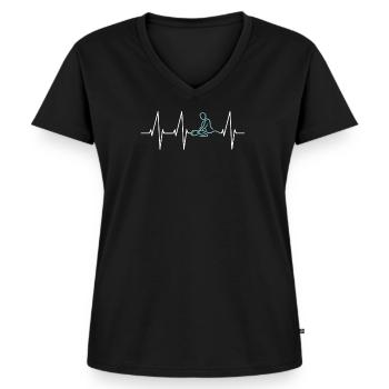 Masseur Masseurin Herzschlag Physiotherapie - Frauen Premium Bio T-Shirt mit V-Ausschnitt - Schwarz - Vorne - AI Model Female 172 light (172cm)