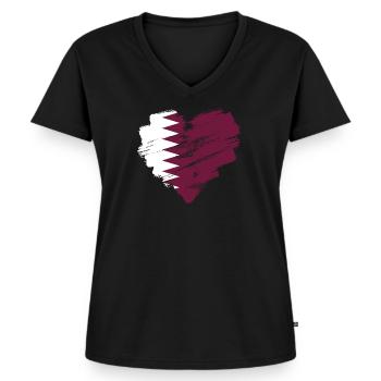 Qatar - Women's Premium Organic V-neck T-shirt - black - Front - AI Model Female 172 light (172cm)