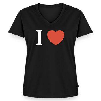 i love - T-shirt encolure en V Premium bio Femme - noir - Devant - AI Model Female 172 light (172cm)
