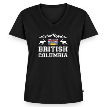 British Columbia - Women's Premium Organic V-neck T-shirt - black - Front - AI Model Female 172 light (172cm)